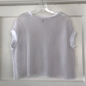 American Apparel white mesh slouchy crop tee